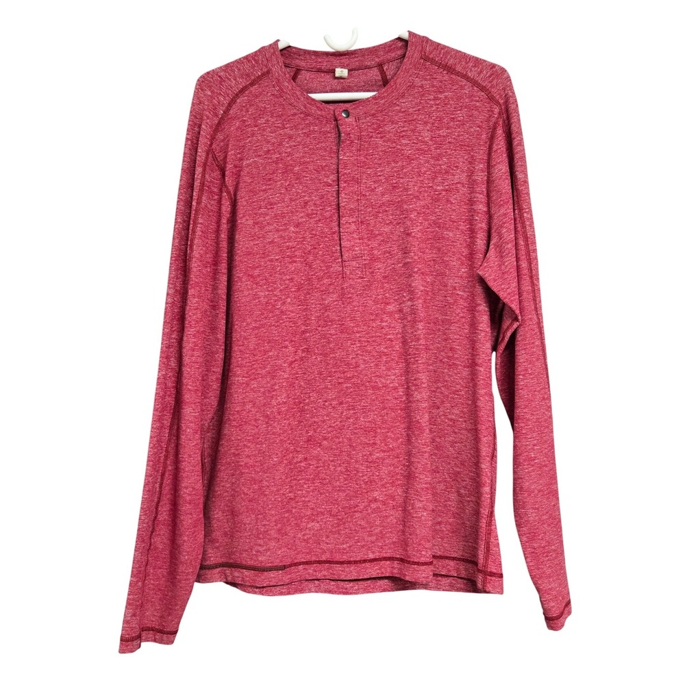 Lululemon Surge Long Sleeve Henley Shirt Heathered Cranberry Red SOFT Men's Sz L